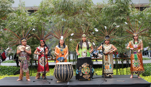 Grupo Tepehuani Nelli perform an ancient Mexican Aztec dance 