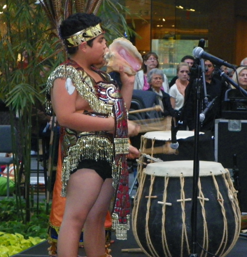 Grupo Tepehuani Nelli perform an ancient Mexican Aztec dance 