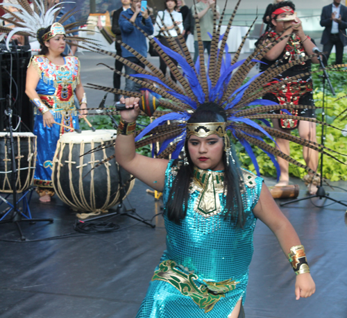 Grupo Tepehuani Nelli performed pre-Hispanic era dances in beautiful Mexican Aztec costumes 