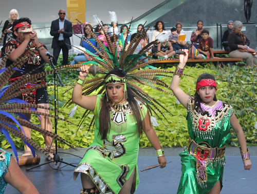 Grupo Tepehuani Nelli performed pre-Hispanic era dances in beautiful Mexican Aztec costumes 