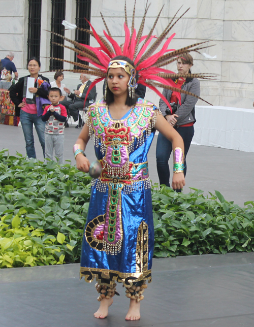 Grupo Tepehuani Nelli performed pre-Hispanic era dances in beautiful Mexican Aztec costumes 
