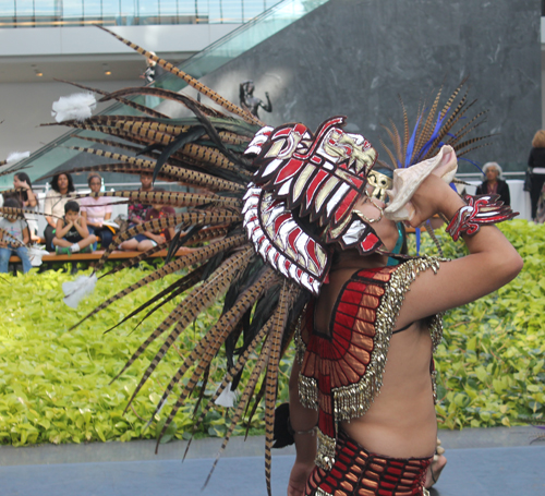 Grupo Tepehuani Nelli performed pre-Hispanic era dances in beautiful Mexican Aztec costumes 