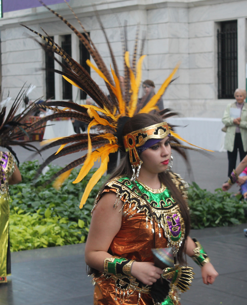 Grupo Tepehuani Nelli performed pre-Hispanic era dances in beautiful Mexican Aztec costumes 