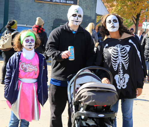 Getting ready for the Skulls and Skeletons procession on Day of the Dead in Cleveland