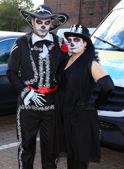 Getting ready for the Skulls and Skeletons procession on Day of the Dead in Cleveland