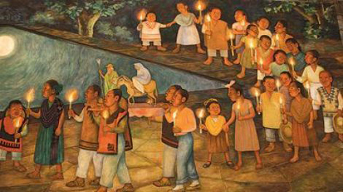 Nios pidiendo posada, 1953 by Diego Rivera at  Children Hospital of Mexico, Mexico City.