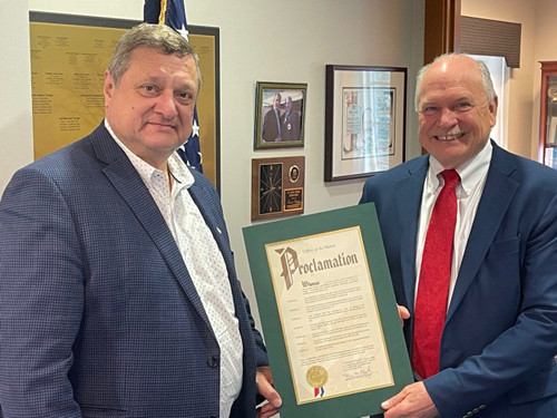 Pierre Bejjani with Mayor of Westlake, Dennis Clough 