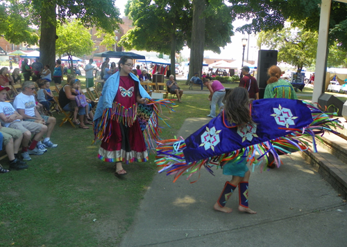 Native Americans from the Lenape Nations drum circle and dance