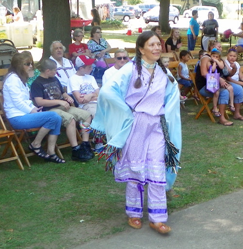 Native Americans from the Lenape Nations drum circle and dance