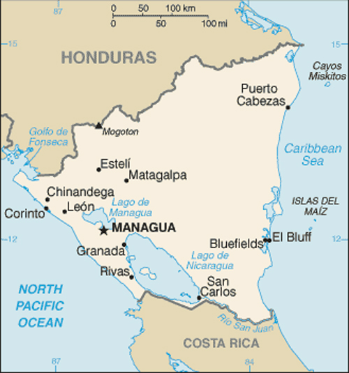 Map of Nicaragua