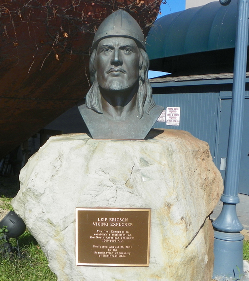 Bust of Nordic Viking explorer Leif Ericson in Cleveland Ohio