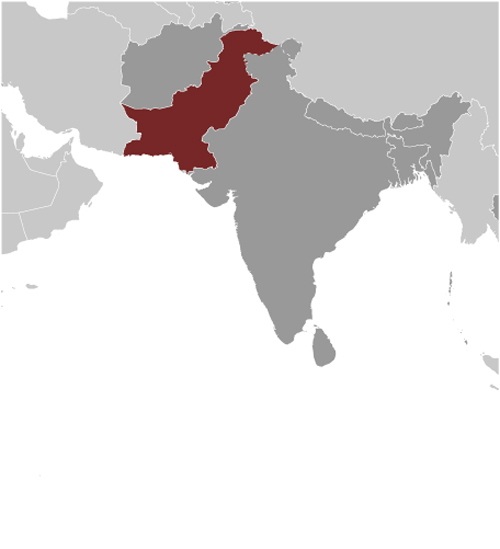 Map of Pakistan in Asia