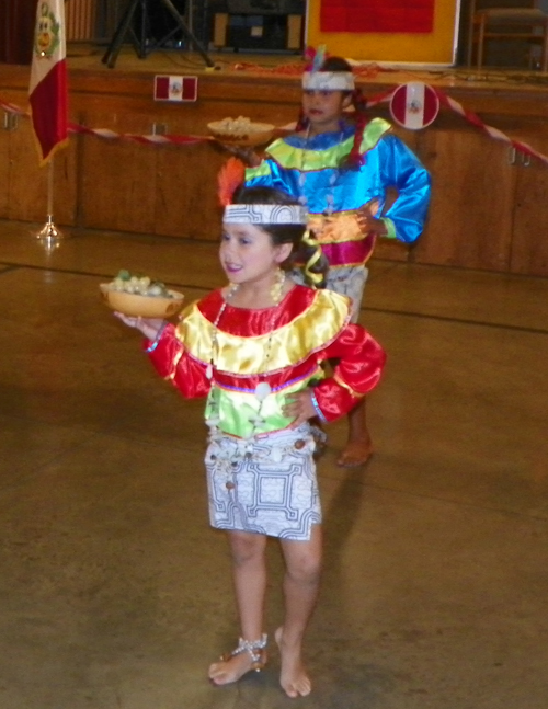 Peruvian American girl in costume at Independence Day event