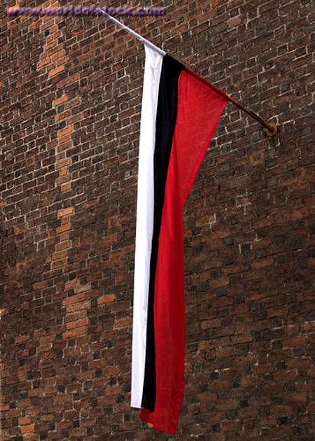 Polish Flag in mourning with black stripe