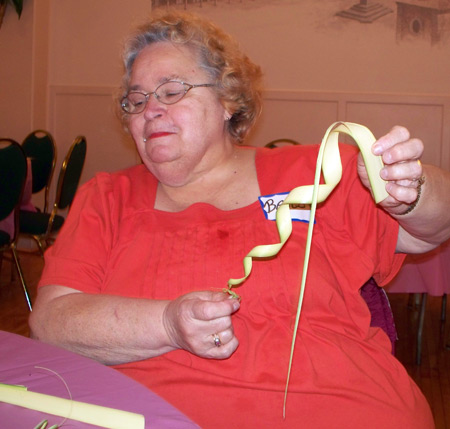 Barb Saraney creating palm art