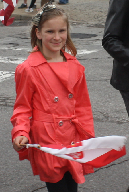 Young girl at Polish Constitution Day Parade in Cleveland's Slavic Village