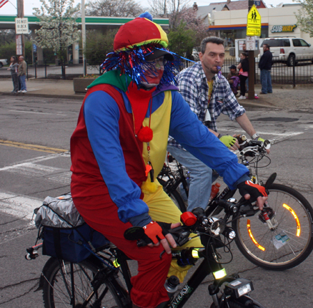 Clown on bike at Polish Constitution Day Parade in Cleveland's Slavic Village