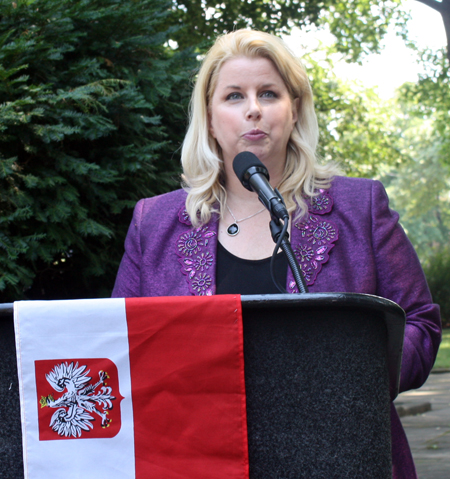 Rita Cosby at Paderewski bust rededication in Cleveland Polish Cultural Garden