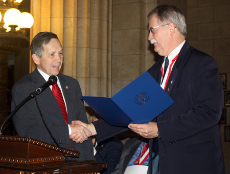 Congressman Kucinich gave a Congressional proclamation to Michael Polichuk