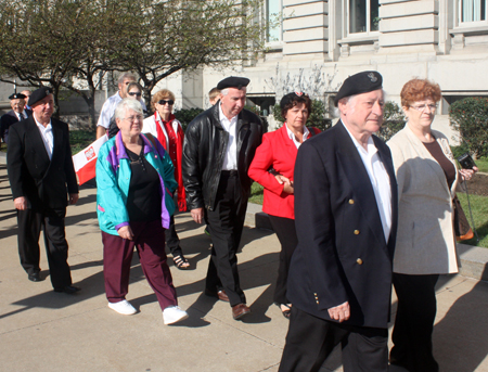 Marching from Cleveland City Hall to the Pulaski cannon