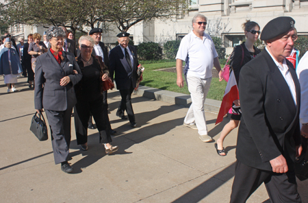 Marching from Cleveland City Hall to the Pulaski cannon