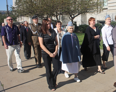 Marching from Cleveland City Hall to the Pulaski cannon