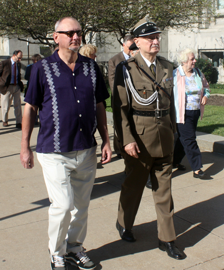 Marching from Cleveland City Hall to the Pulaski cannon