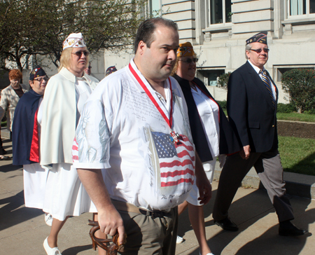 Marching from Cleveland City Hall to the Pulaski cannon