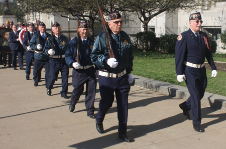 Marching from Cleveland City Hall to the Pulaski cannon