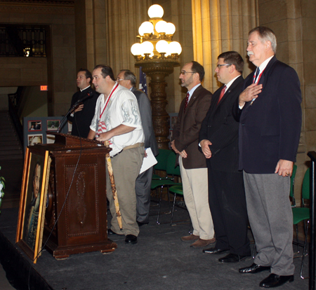 Wally Borkowski sings national anthem at Pulaski Day