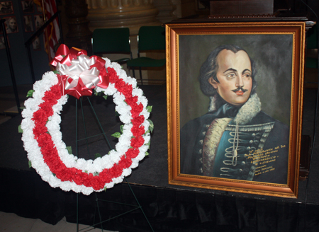 Casimir Pulaski painting and wreath