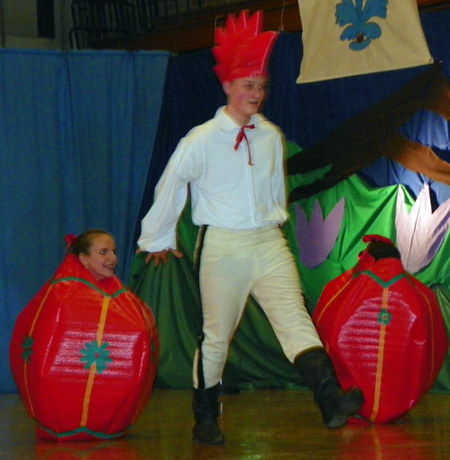 Piast boys dressed as roosters for Pisanki Dance