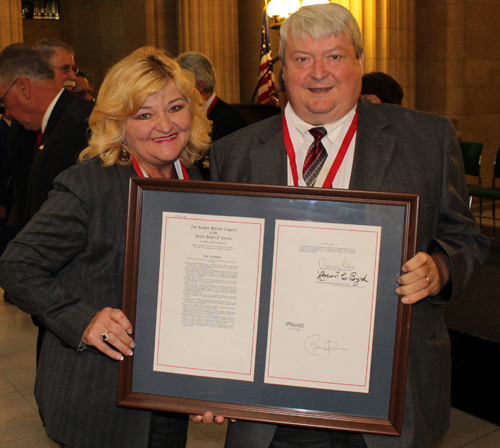 Ligia and John Borkowski with Pulaski Proclamation