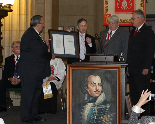 Congressman Dennis Kucinich with Pulaski proclamation