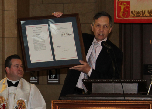 Congressman Dennis Kucinich with Pulaski proclamation