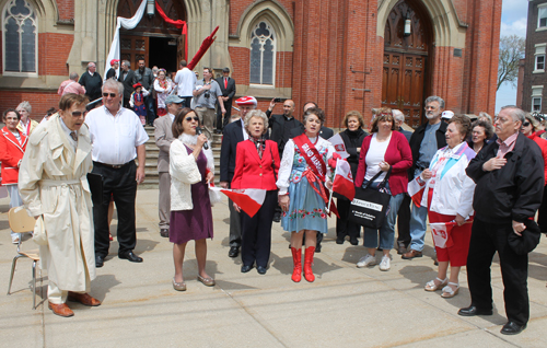 Singing the anthems at St Stans