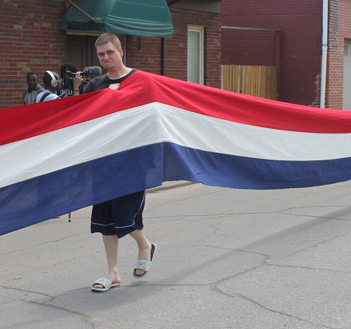 Bunting at Polish Constitution Day Parade in Slavic Village in Cleveland