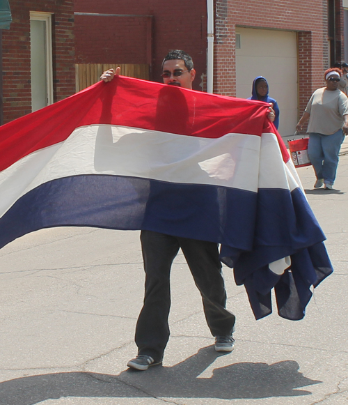 Bunting at Polish Constitution Day Parade in Slavic Village in Cleveland