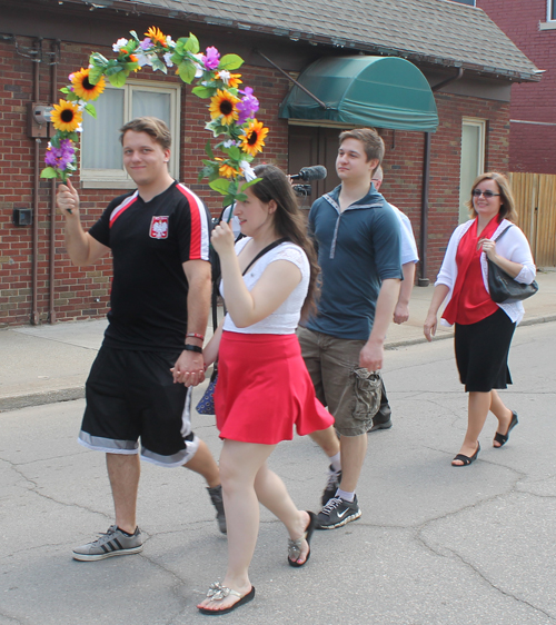 Flowers at Polish Constitution Day Parade in Slavic Village in Cleveland