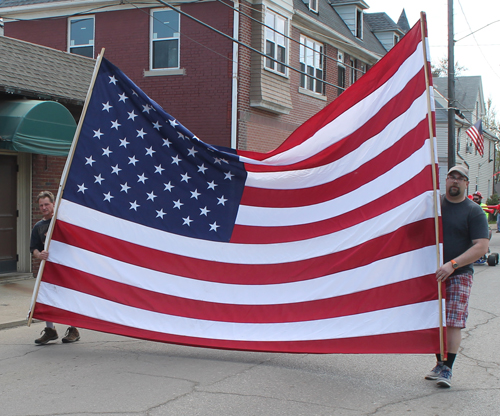 Flag of US at Polish Constitution Day Parade in Slavic Village in Cleveland