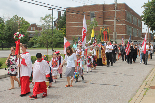 Procession from St Casimir Church to new St Casimir Way street sign