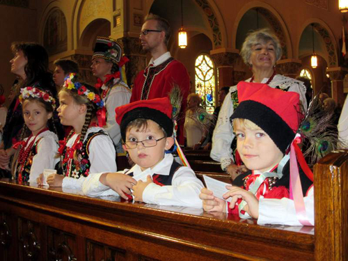 Kids at 125th anniversary Mass at St Casimir Church in Cleveland