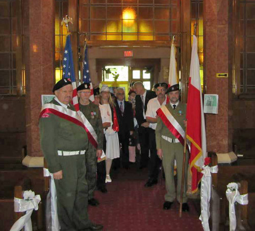 Polish Veterans at entrance to Church