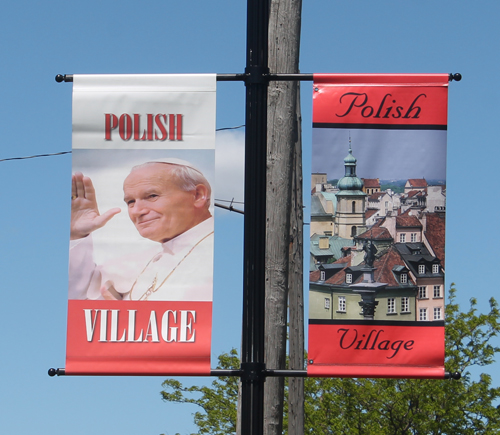 Polish Village and John Paul II banner in Parma Ohio
