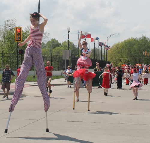 stilts at 2017 Polish Constitution Day Parade in Cleveland's Slavic Village neighborhood