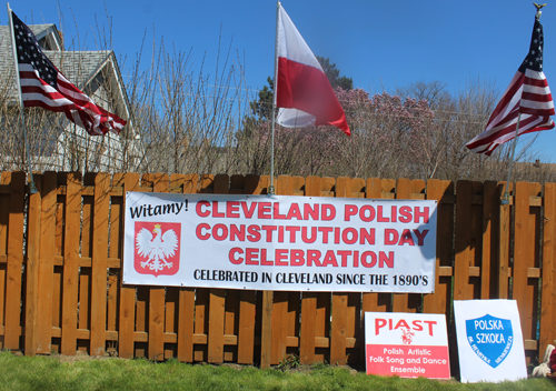Polish Constitution Day banner in Slavic Village in Cleveland