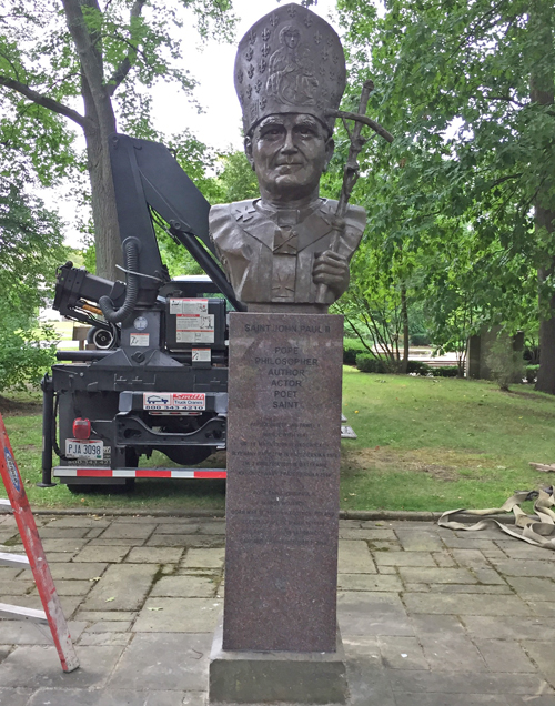 installation of the bust of Saint John Paul II in the Polish Cultural Garden in Cleveland