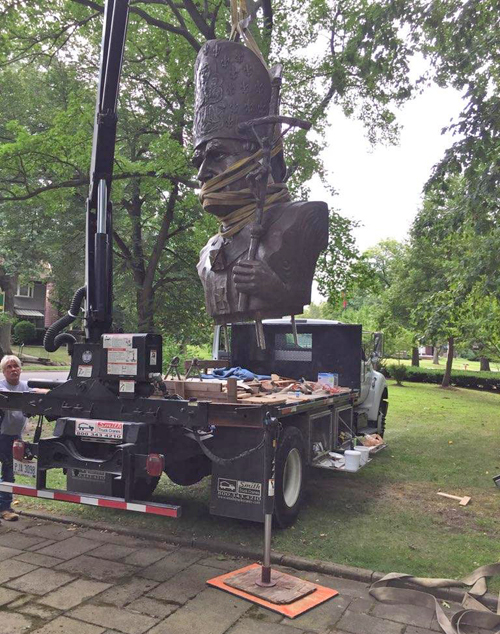 installation of the bust of Saint John Paul II in the Polish Cultural Garden in Cleveland