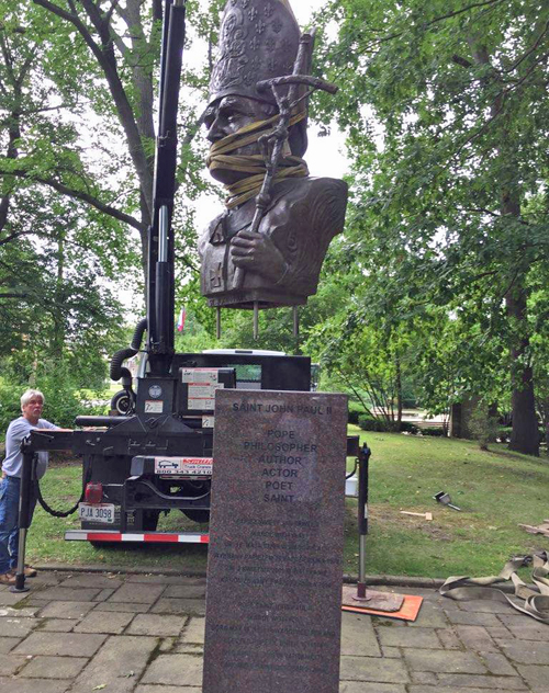 installation of the bust of Saint John Paul II in the Polish Cultural Garden in Cleveland