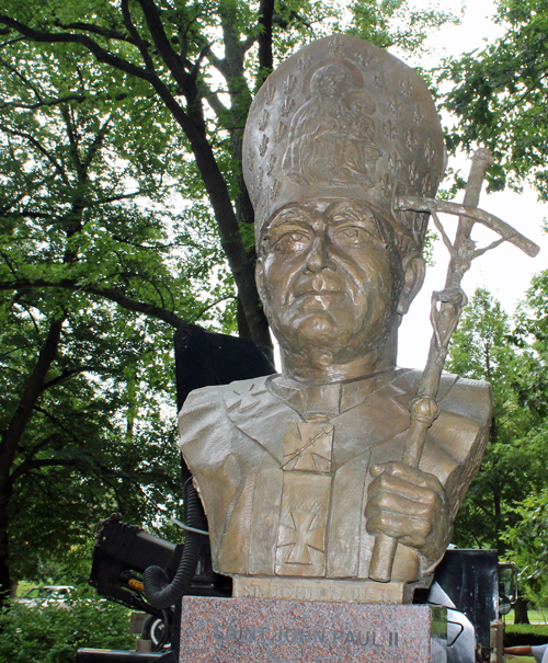 installation of the bust of Saint John Paul II in the Polish Cultural Garden in Cleveland